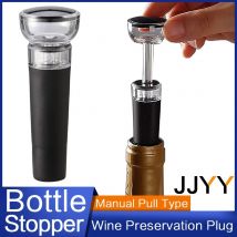 JJYY Tappo per la conservazione del vino Tappi per la conservazione del vino Tappo per bottiglia sottovuoto Pompa in silicone nero Tipo di trazione manuale Utensili da bar per cucina domestica