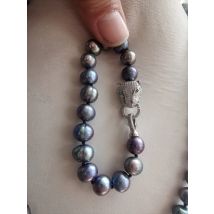 AAA 11-12mm natürliche Barockperle Südsee schwarzes Perlenarmband 7,5-8 Zoll