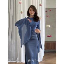 Elegante lange Chiffon Plissee Abendkleider mit Ärmel Elfenbein Bateau Hals nah östlichen boden langen Abschluss ball Party kleid für Frauen