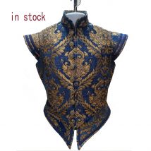 Neu! !! Erwachsene Männer Renaissance Tudor Elizabeth Weste Kostüm Pirat Kolonial Rot und Gold Brokat Wamsweste Kostüm nach Maß