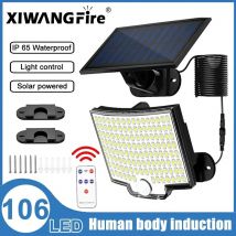 106led Split Solar Lampe 3 Beleuchtungs modus Außen dekoration Sonnenlicht Wand leuchte Pir Bewegungs sensor wasserdichte Garten Garage Lampe