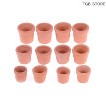12Pcs/Set 1:12 Miniature Handmade Red Clay Flower Pot Dollhouse Garden Home