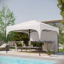 Tenda pieghevole Outsunny 3X3 m Altezza regolabile 1 lato parete Bianca
