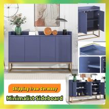 Comanlai Modernes Sideboard mit 4-türigem und verstellbarem Regal, mit Metallbeinen, Kommode für Wohnzimmer, Aufbewahrungsschrank