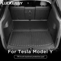 LUCKEASY Für Tesla Modell Y 2021-2024 Hinten Sitz Rückenlehne Schutz Pad Stamm Matte Auto Innen Zubehör Anti-kick Pad