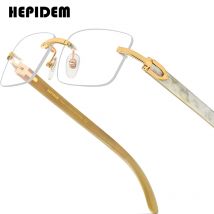 HEPIDEM Buffalo Horn Glasses Men Brand Design Square High Quality Women Rimless Eyeglasses Frames Buffs Wood Eyewear