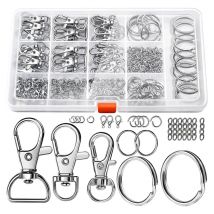 265PCS Keychain Making Kit Key Chain Clips Rings Lanyard Hooks Lobster Claw Clasps Jump Rings for Key Chain Making Jewelry DIY