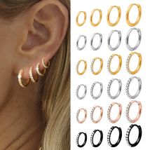 1 Paar Edelstahl minimale Creolen Kristall Zirkonia kleine Huggie dünne Knorpel Ohrringe Helix Tragus Piercing Schmuck