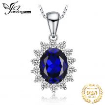 JewelryPalace Prinzessin Diana Erstellt Blau Saphir Rubin Simulierte Smaragd 925 Sterling Silber Anhänger Halskette für WomenNo Kette