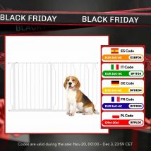 Pawhut Barriera di sicurezza estensibile per cani per scale e porte con estensioni a scatto in acciaio bianco