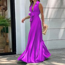 Elegante Tiefem V-ausschnitt Ärmellose Lose Overall Frauen Mode Bogen Spitze-up Plissee Strampler Casual Hohe Taille Solide Overall overalls