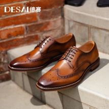 DESAI Männer Schuhe Herren Echtes Leder Business Kleid Retro Gentleman Formale Geschnitzte Brogue