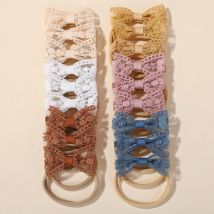 20 Stück zufällige Farbe süße Garn Schleife Haarband für Babys elastisches Nylon besticktes bedrucktes Stirnband lässiger Baby-Kopfschmuck