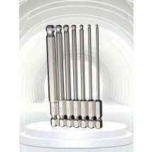 7Pcs 100mm SAE Inch Ball End Hexagon Screwdriver Bit Set 1/4 Inch Shank Magnetic Batch Head Driver Bit Allen Wrench Drill Bit