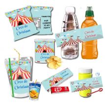 Zirkus Wasser flasche Champagner Etiketten Saft beutel Snacks Tasche Süßigkeiten Wrapper Aufkleber Zirkus sion Baby party Geburtstag Dekor