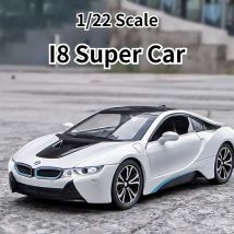 1/22 I8 Super Auto Modell Legierung Diecast Spielzeug Fahrzeuge mit Sound Licht Pull Buck Hohe Simulation Modell Auto Junge Spielzeug geschenke Sammlung