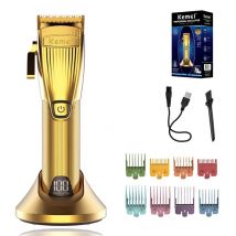 Kemei KM-K32S Professioneller kabelloser Haarschneider für Männer mit Sitzladegerät, Schneidemaschine, USB-Aufladung, LCD-Display, Haarschneidemaschine