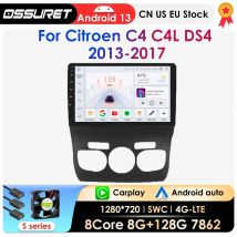 2Din Android13 Auto Multimedia GPS Payer Für Citroen C4 C4L DS4 2013-2017 Drahtlose Carplay AI Stimme RDS 4G Autoradio 360Kamera