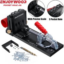 ENJOYWOOD-plantilla para agujeros inclinados para carpintería, Kit de plantilla para agujeros de bolsillo con guía de broca de 9,5mm, para perforar muebles, XK4