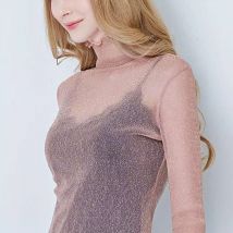 Dünne Sexy Sheer Mesh Glänzende Shirts Damen Sexy Langarm Transparent T Shirt Frauen Transparent Club Party T Tops 6 farben