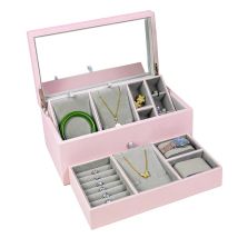 Schmuck-Aufbewahrungsbox mit großem Fassungsvermögen, tragbare Halsketten-Ohrring-Aufbewahrungsboxen für Damen, Halsketten, Armbänder, Organizer