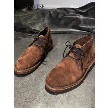Italienische Männer handgemachte Kuh Wildleder Leder Schuhe Vintage Lace Up High Top Casual Fahrschuhe bequeme Wohnungen Business Arbeitsschuhe