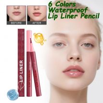 Wasserdichter, matter Lipliner-Stift, langlebig, wischfest, hochpigmentierter Lipliner, feuchtigkeitsspendendes, konturierendes Make-up, 6 Farben