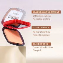 Matte Full Coverage Pressed Powder Foundation With Puff Applicator, 24H Fresh Wear Matte Weightless Finishing Powder Makeup