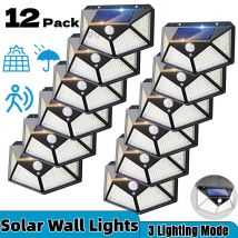 1-12 pezzi luci solari per esterni 100 lampada da parete a LED luci con sensore di movimento lampione solare impermeabile per giardino portico cortile garage