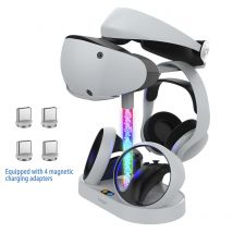 PG-P5V001 Magnetic RGB Charging Dock for PS5 Console & PS VR2 – Dual Controller Charger, Headset & Glasses Storage Station