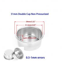 51 mm 1/2 Tassen Kaffeefilter-Pulverkorb, aus Edelstahl. Es gibt sowohl unter Druck als auch unter Druck stehende Pulverkörbe