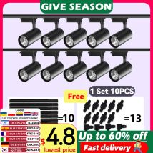 Juego de luces de pista LED, iluminación de riel, punto de techo, lámpara de pista Led, foco de luz de riel, foco de 220V para cocina, tienda, hogar