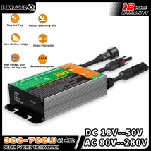 POWLSOJX On-Grid-Wechselrichter 110 V/220 V, Dual-Option, 24 V Start 50 V Voc, Plug & Play Solar-Mikro-Wechselrichter für Zuhause/Wohnmobil/im Freien