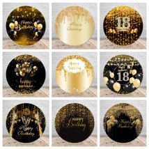 Geburtstags feier Hintergrund Abdeckung schwarz Gold Glitter Ballon Junge Mädchen Runde benutzer definierte 18. Geburtstag Mizwa Fotografie Hintergrund