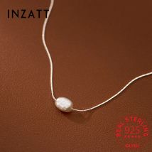 Inzatt echte 925 Sterling Silber unregelmäßige Perle Perle Choker Halskette für Frauen minimalist ische kleine Menge Design Luxus edlen Schmuck