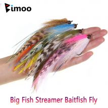 Bimoo # 2/0 15 cm/5,91 Zoll Big Streamer Baitfish Fly Flash Grizzly Sattel Hackle Köder Forelle Hecht Moschus Bass Salzwasser Angeln Köder
