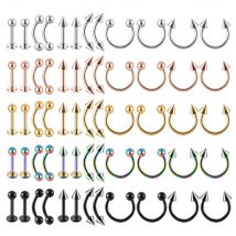 12 pz/set Acciaio Chirurgico Argento Colore Placcato Oro Nero Arcobaleno Orecchio Naso Sopracciglio Labret Set di Gioielli Penetranti di Base 8mm