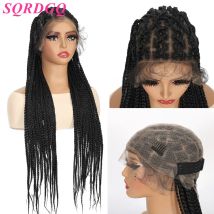 SQRDGQ Synthetic Full Lace Wigs for Woman Long Braided Wigs Women High Density Full Lace Woman Wigs Crochet Hair Black Wig Woman