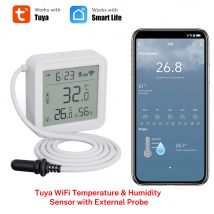 Tuya WiFi czujnik temperatury i wilgotności z sondą zewnętrzną do inteligentnego higrometru domowego monitorowanie aplikacji dla roślin akwarium winiarnia