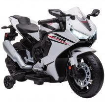 HOMCOM moto elettrica HONDA 6V per bambini di 3-5 anni con faro 90x44x52cm bianco