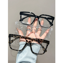 1 szt./2 szt./3 szt./4 szt. Eleganckie, proste i stylowe okulary geometryczne z przezroczystymi szkłami, odpowiednie do codziennego czytania w biurze.