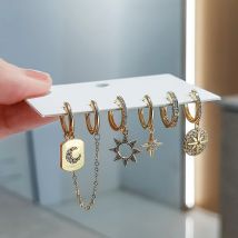 6 teile/satz farbige Schmetterling Blume Mond Stern Creolen Set für Frauen glänzend Mikro Zirkon Ohrclip Party Schmuck Geschenk