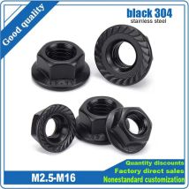 1/20 Pz M2.5 M3 M4 M5 M6 M8 Da M10 a M16 DIN6923 Nero 304 In Acciaio Inox Esagonale Testa Esagonale Seghettato Spinlock Flangia Dado Dado Noce di Bloccaggio