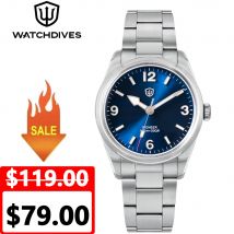 Watchdives WD1960S V2 Quarzuhr Bubble Sapphire Luminous 36L Edelstahl 100m Wasserdicht VH31 Uhrwerk Vintage Uhren