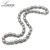 Lacey Halskette aus natürlichen grauen Süßwasserperlen, graue Perlenkette für Damen, Choker-Halskette als Geschenk