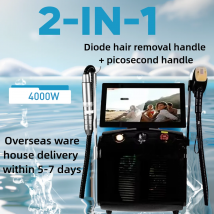 Diodo di platino di ghiaccio di titanio soprano 2in1 755 808 1064nm 3 lunghezze d'onda Laser ND: macchina YAG macchina per la depilazione indolore 2025