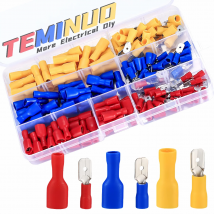 160/80/60 Stück vollisolierte Flachstecker und männlich, 1/4 Zoll, 6,3 x 0,8 mm, 0,25 Zoll, 22–16, 16–14, 10–12 AWG Gauge Wire Crimp Termi