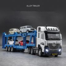 Legierung Doppel deck Pritschen anhänger Modell Druckguss Metall schwere Semi-Auto Anhänger Transport Fahrzeug LKW Auto Modell Kinder Geschenke