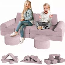 Modulare Kinderspielcouch, Kindersofa, Fortspiel-Schlafzimmer- und Spielzimmermöbel für Kleinkinder, umwandelbares Schaumstoff-Bodenkissen