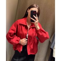 Casual Rote Kurze Jacke Frauen Lose Turndown Kragen einreiher Langarm Mäntel Weibliche 2025, Herbst Mode Dame Outwears